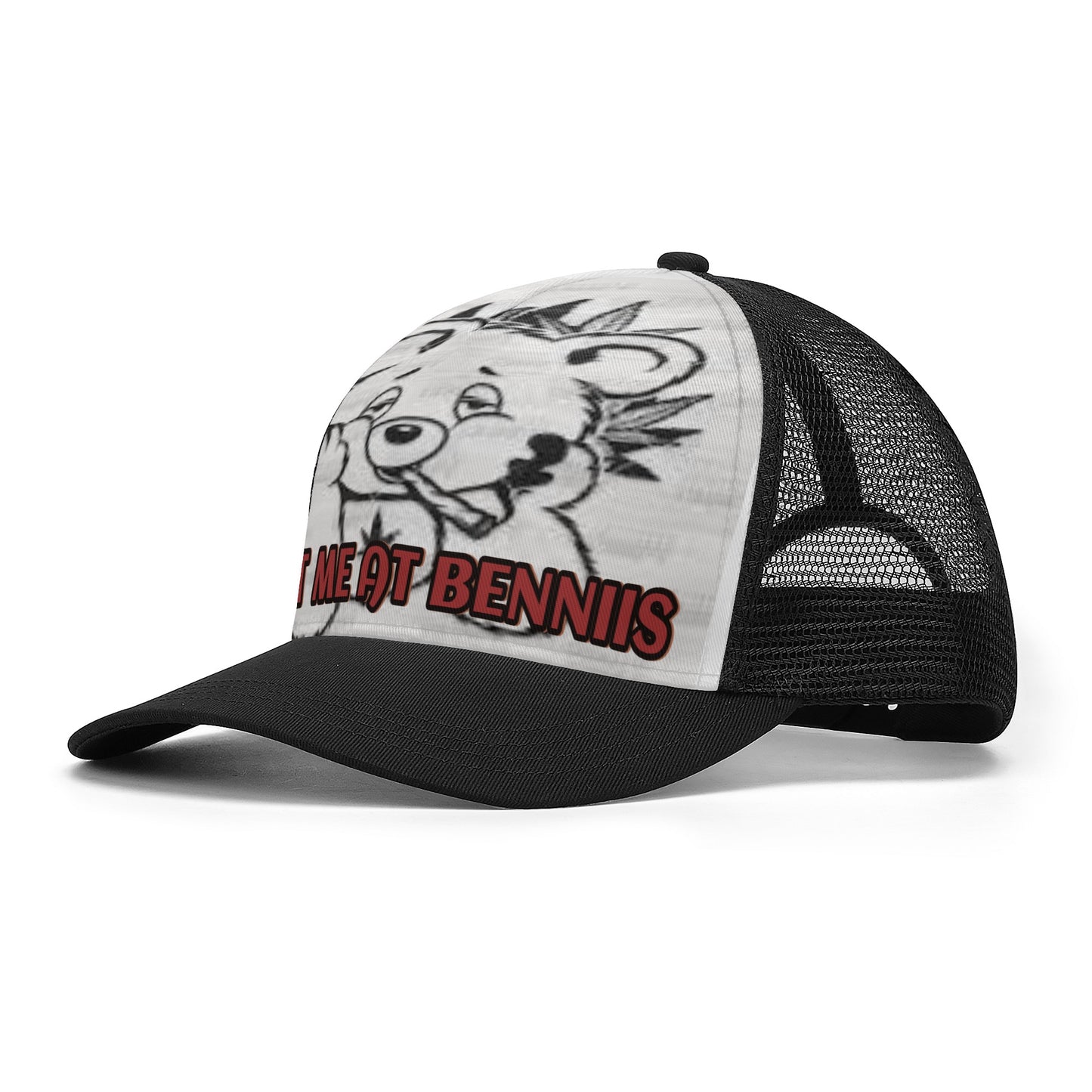 Front Smoking Bennii Bear Mesh Trucker Hats