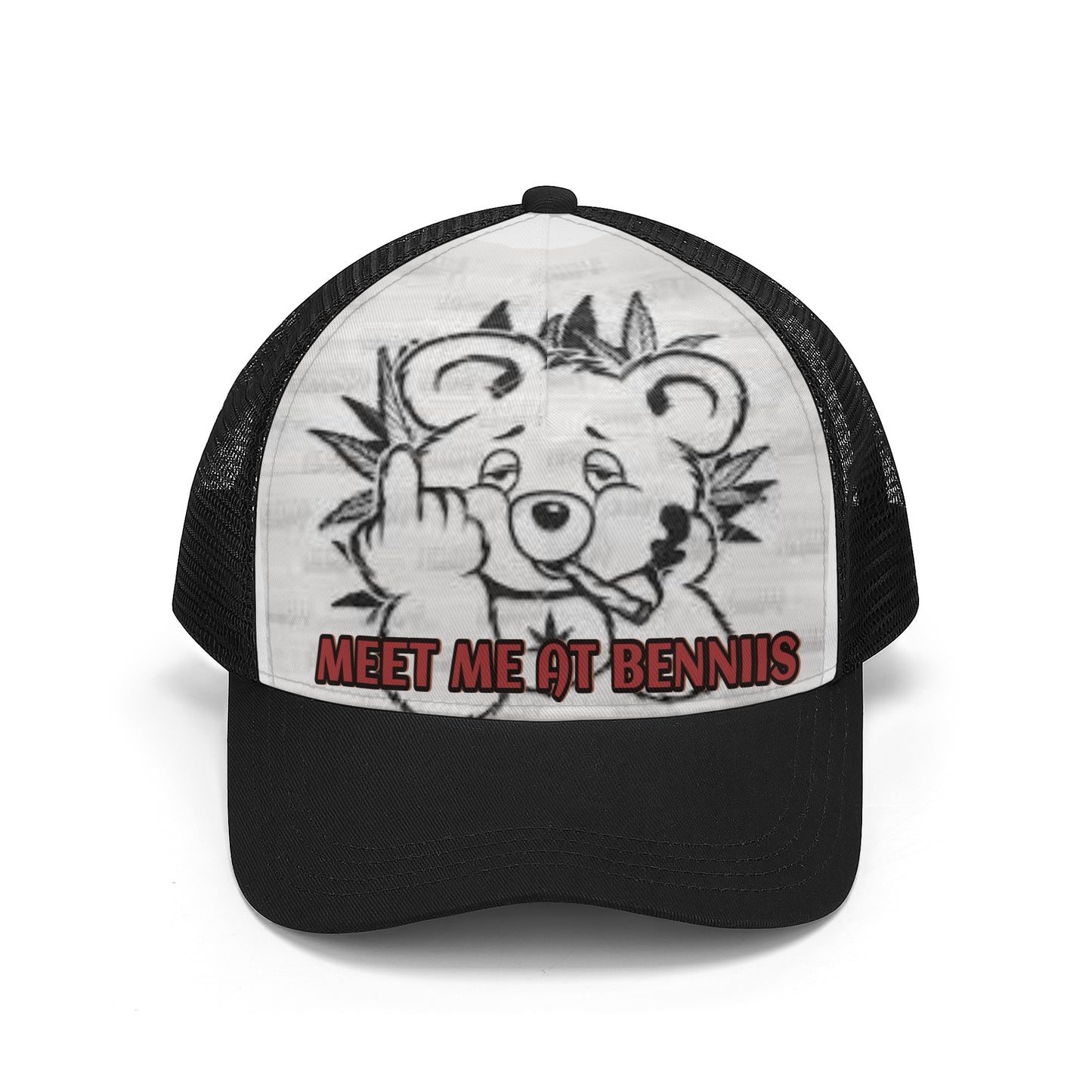 Front Smoking Bennii Bear Mesh Trucker Hats